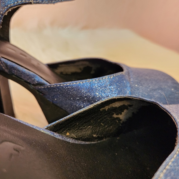 UNIF Blue Sparkly Glitter Stace Platform Mary Jane Retro 90s Shoes - Picture 9 of 11